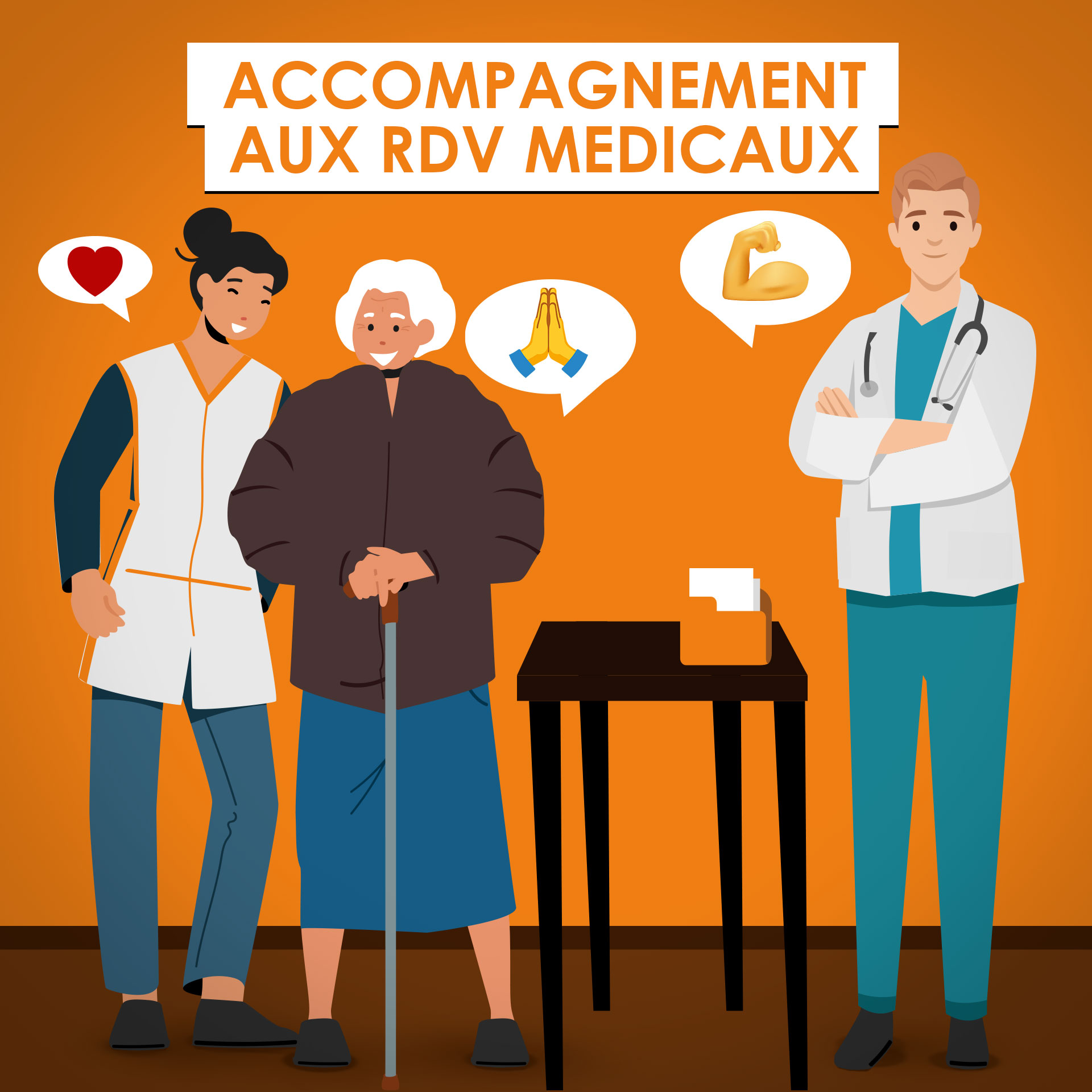 L'aide à domicile peut réaliser un accompagnement aux rendez-vous médicaux de la personne âgée pour libérer l'aidant quand il est indisponible ou a besoin de souffler